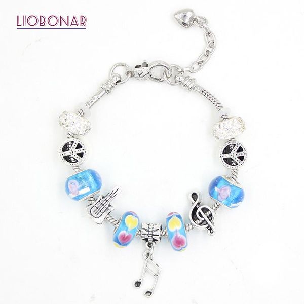 charm bracelets 6pcs guitar music note bracelet flower heart lampwork murano glass bead for women jewelry gift pulsera bijoux, Golden;silver
charm bracelets 6pcs guitar music note bracelet flower heart lampwork murano glass bead for women jewelry gift pulsera bijoux, Golden;silver