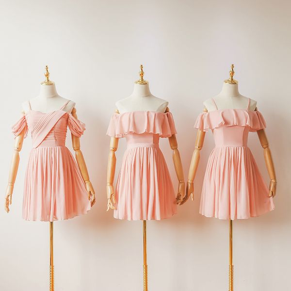 Pink Embroidery Sexy Sister New Graduation Wedding Party Summer Short Bridesmaid Dresses Women Dress Vestidos Wedding Dress 949
Pink Embroidery Sexy Sister New Graduation Wedding Party Summer Short Bridesmaid Dresses Women Dress Vestidos Wedding Dress 949