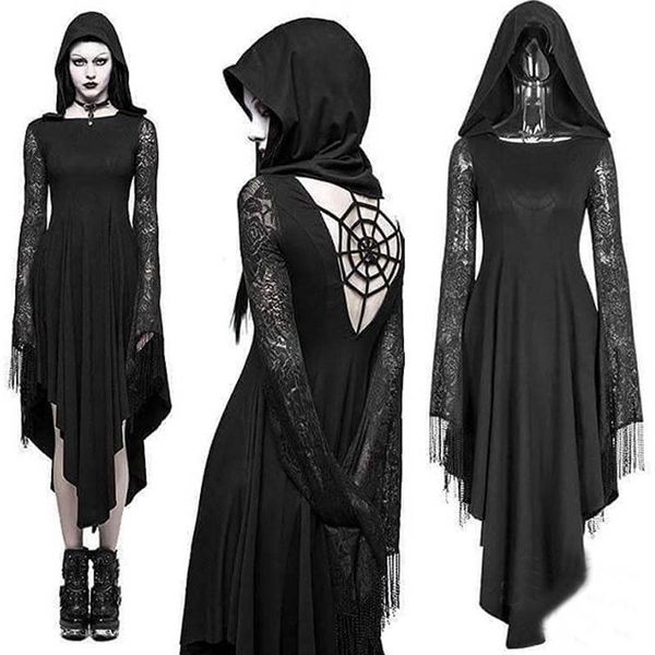 imilybela gothic hoodie dress long sleeve lace splicing high waist dress black hollow out halloween party vestidos 5xl y200103, White;black
imilybela gothic hoodie dress long sleeve lace splicing high waist dress black hollow out halloween party vestidos 5xl y200103, White;black