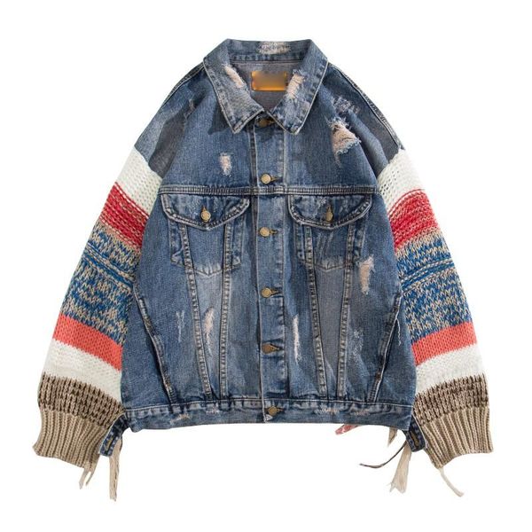 women's jackets casual bf patchwork knitting sleeve denim for women ripped hole tassel female jacket 2021 autumn fashion tide, Black;brown
women's jackets casual bf patchwork knitting sleeve denim for women ripped hole tassel female jacket 2021 autumn fashion tide, Black;brown