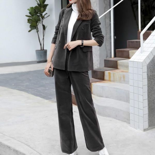 2021 spring korean style womens suits blazer with pants gray long sleeve jakets two piece sets plus size with pockets for lady, White
2021 spring korean style womens suits blazer with pants gray long sleeve jakets two piece sets plus size with pockets for lady, White
