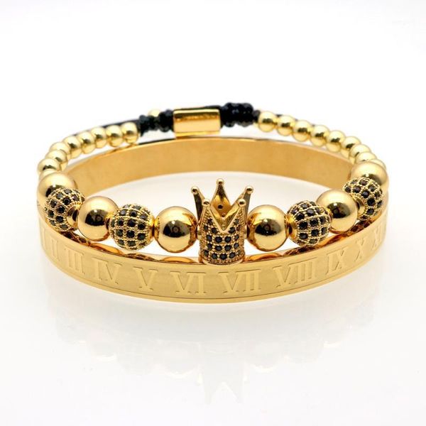 charm bracelets classical crown luxury men's jewelry handmade beads braiding for men roman letter bracelet pulseira masculina1, Golden;silver
charm bracelets classical crown luxury men's jewelry handmade beads braiding for men roman letter bracelet pulseira masculina1, Golden;silver