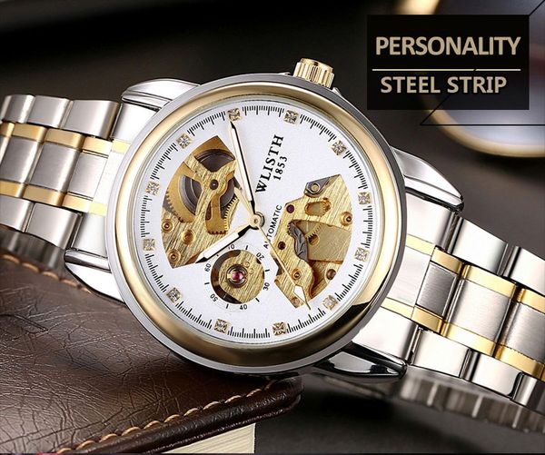 wlisth mens watches automatic mechanical watch brand luxury gifts wristwatch casual skeleton male clock relogio masculino, Slivery;brown
wlisth mens watches automatic mechanical watch brand luxury gifts wristwatch casual skeleton male clock relogio masculino, Slivery;brown