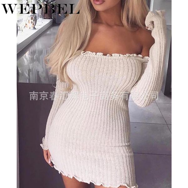 women autumn winter off shoulder knitted sweater dress casual long sleeve slim fit fungus dress q1210, Black;gray
women autumn winter off shoulder knitted sweater dress casual long sleeve slim fit fungus dress q1210, Black;gray