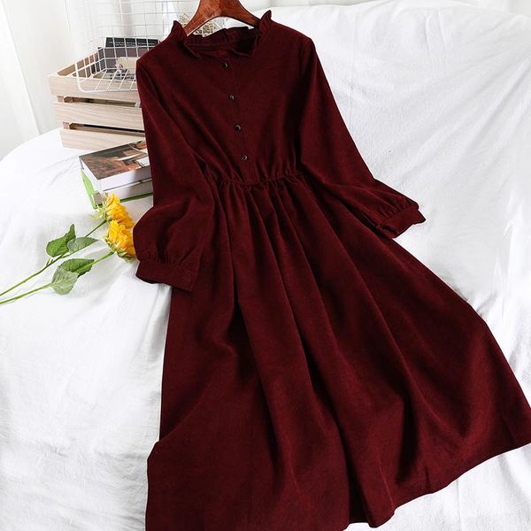 vintage dress women winter ruffle midi long sleeve dress woman retro elegant dresses korean kawaii cute clothes 2020 red blue, Black;gray
vintage dress women winter ruffle midi long sleeve dress woman retro elegant dresses korean kawaii cute clothes 2020 red blue, Black;gray
