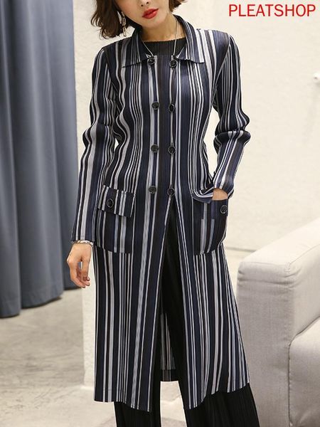 new style trench coat women's fashion long double breasted loose-fit slimming miyake pleated debutante coat long manteau1, Black
new style trench coat women's fashion long double breasted loose-fit slimming miyake pleated debutante coat long manteau1, Black