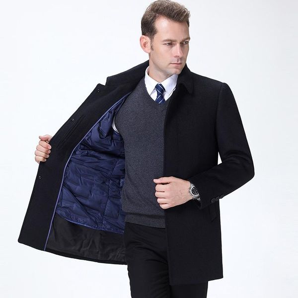 men's wool & blends cashmere coat down bladder male long woolen cloth middle-aged and old dad to add more cotton dust, Black
men's wool & blends cashmere coat down bladder male long woolen cloth middle-aged and old dad to add more cotton dust, Black