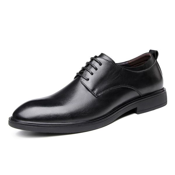 men genuine leather formal shoes derby business office shoes classic men for wedding solid round toe groom leather, Black 
men genuine leather formal shoes derby business office shoes classic men for wedding solid round toe groom leather, Black