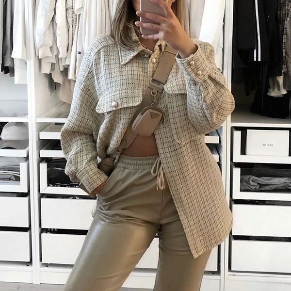 mulheres tweed prola boto moda pliad camisa jaqueta senhoras meninas grosso turn down neck checkd shackets casaco outwears streetwear kh3z, Black
mulheres tweed prola boto moda pliad camisa jaqueta senhoras meninas grosso turn down neck checkd shackets casaco outwears streetwear kh3z, Black