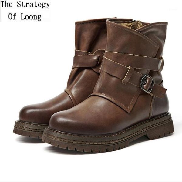 boots spring autumn retro genuine leather women half equestrian winter plush buckle belt sewing ladies mid-calf botas 2011181, Black
boots spring autumn retro genuine leather women half equestrian winter plush buckle belt sewing ladies mid-calf botas 2011181, Black