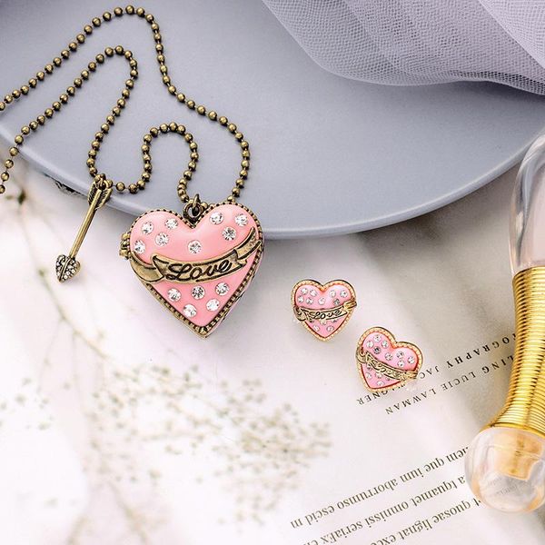 sweet elegant jewelry pink opened heart necklace long chain sweater bead chain pendant antique gold color vintage, Silver
sweet elegant jewelry pink opened heart necklace long chain sweater bead chain pendant antique gold color vintage, Silver