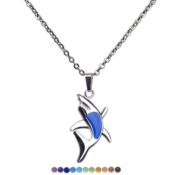 america europe selling mood shark pendant necklace emotion feeling color change jewelry for wholesale, Silver
america europe selling mood shark pendant necklace emotion feeling color change jewelry for wholesale, Silver