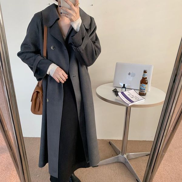 comelretro blends women woolen coats double breasted winter vintage elegant loose solid female chic casual long clothe, Black
comelretro blends women woolen coats double breasted winter vintage elegant loose solid female chic casual long clothe, Black