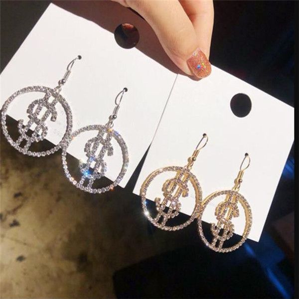 s1012 fashion jewelry dollar sign dangle earrings rhinstone exaggerated earrings, Silver
s1012 fashion jewelry dollar sign dangle earrings rhinstone exaggerated earrings, Silver
