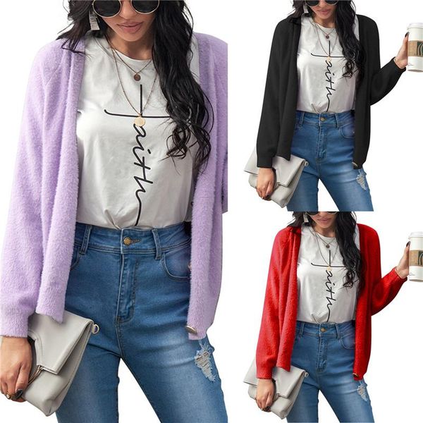 women\u00b4s open front cardigan sweaters 2021 streetwear casual long sleeve solid color button down loose coat sweater, White
women\u00b4s open front cardigan sweaters 2021 streetwear casual long sleeve solid color button down loose coat sweater, White