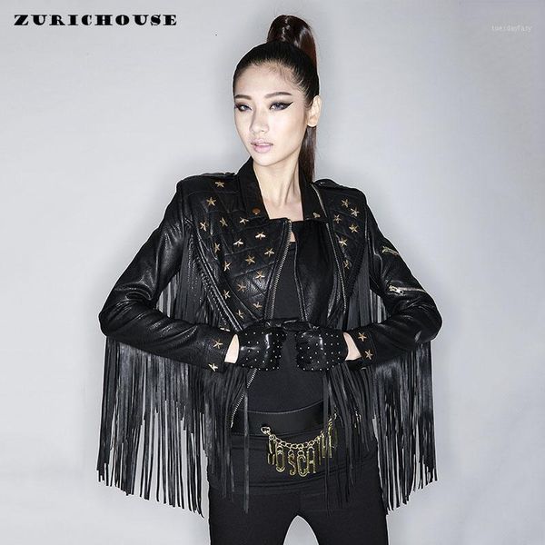 women's leather & faux zurichouse 2021 jacket for women fashion tassel rivet slim short biker coat female punk style jackets1, Black
women's leather & faux zurichouse 2021 jacket for women fashion tassel rivet slim short biker coat female punk style jackets1, Black