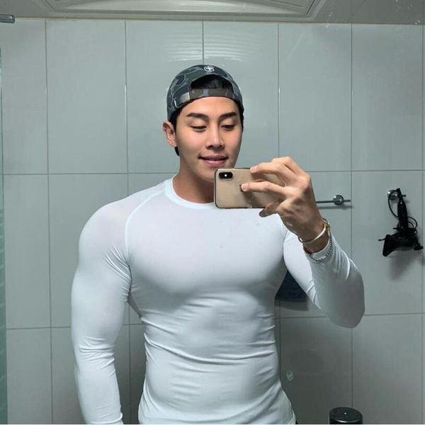 running t-shirt men sports fitness tee compression shirt workout muscle autumn gym clothing bodybuilding long sleeve tshirt, Black;blue
running t-shirt men sports fitness tee compression shirt workout muscle autumn gym clothing bodybuilding long sleeve tshirt, Black;blue