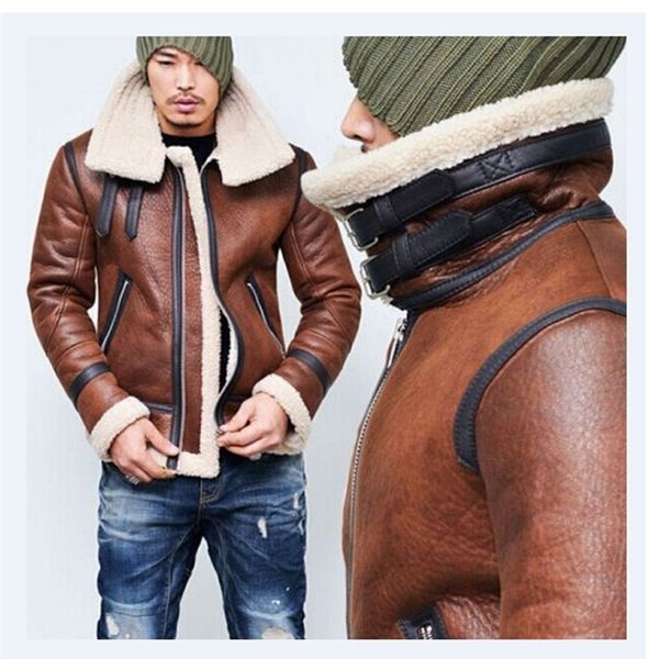 warm men winter fur belt faux leather jacket high neck shearling coat wool lining long sleeve mens leather bomber winter coats 201026, Black
warm men winter fur belt faux leather jacket high neck shearling coat wool lining long sleeve mens leather bomber winter coats 201026, Black