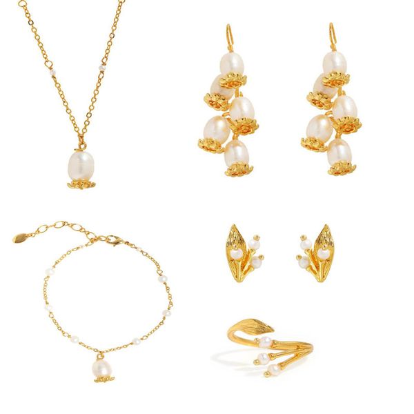 csxjd 2020 new lily series earrings lily of the valley pearl necklace bracelet earrings and rings, Silver
csxjd 2020 new lily series earrings lily of the valley pearl necklace bracelet earrings and rings, Silver