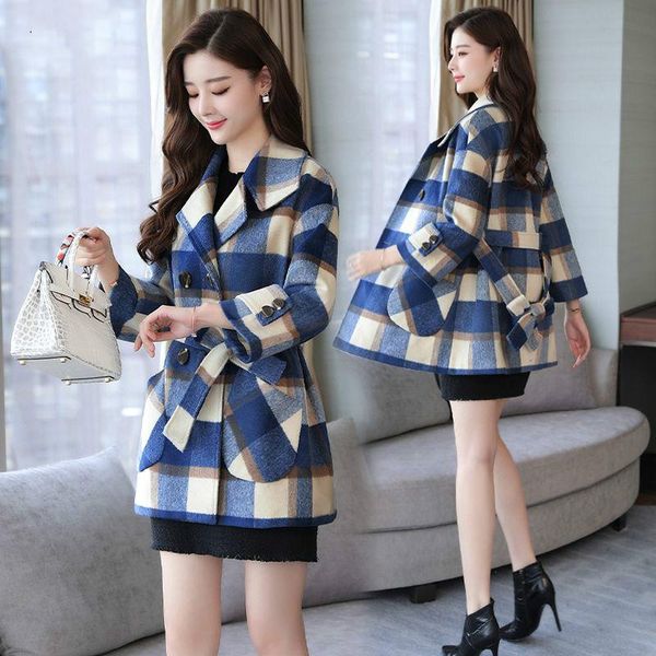 thick woolen coat women's autumn and winter new women's clothing mid-length slim slimming fashion popular plaid coat, Black
thick woolen coat women's autumn and winter new women's clothing mid-length slim slimming fashion popular plaid coat, Black