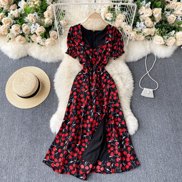 casual dresses singreiny sweet cherry print dress women french v neck puff sleeve a-line summer split streetwear midi long, Black;gray
casual dresses singreiny sweet cherry print dress women french v neck puff sleeve a-line summer split streetwear midi long, Black;gray