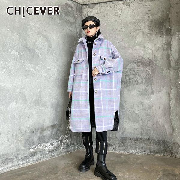 women's wool & blends chicever plaid tweed trench for women lapel long sleeve hit color loose oversized thick casual coats female 2021, Black
women's wool & blends chicever plaid tweed trench for women lapel long sleeve hit color loose oversized thick casual coats female 2021, Black