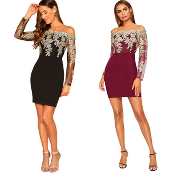 ladies embroidery lace dress fashion trend long sleeve water soluble strapless short skirts designer female spring new casual tube dress, Black;gray
ladies embroidery lace dress fashion trend long sleeve water soluble strapless short skirts designer female spring new casual tube dress, Black;gray