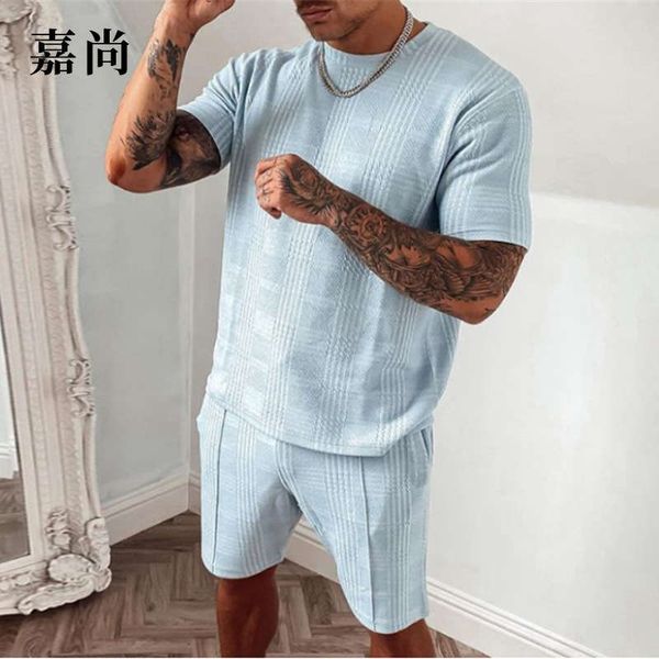 summer 2020 short sleeve two piece sports trend casual men's suit, Gray 
summer 2020 short sleeve two piece sports trend casual men's suit, Gray
