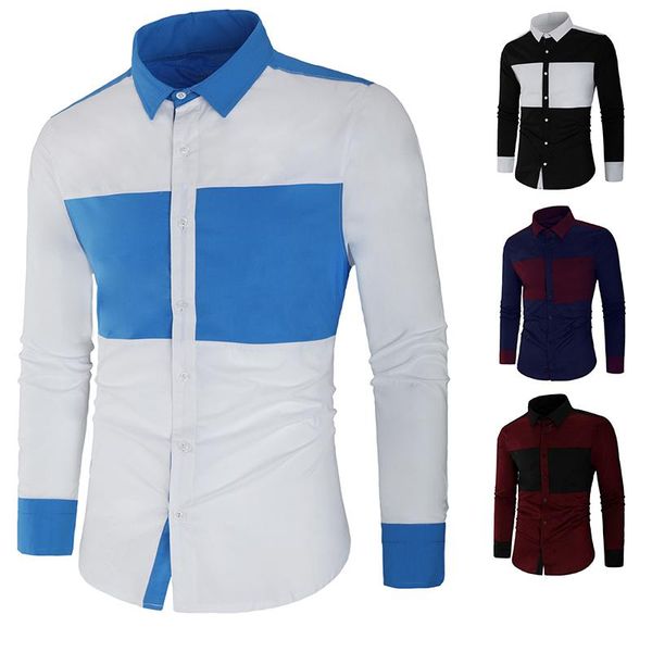 men's casual shirts men shirt 2021 korean fashion color block long sleeve cotton slim business social dress camisa, White;black
men's casual shirts men shirt 2021 korean fashion color block long sleeve cotton slim business social dress camisa, White;black