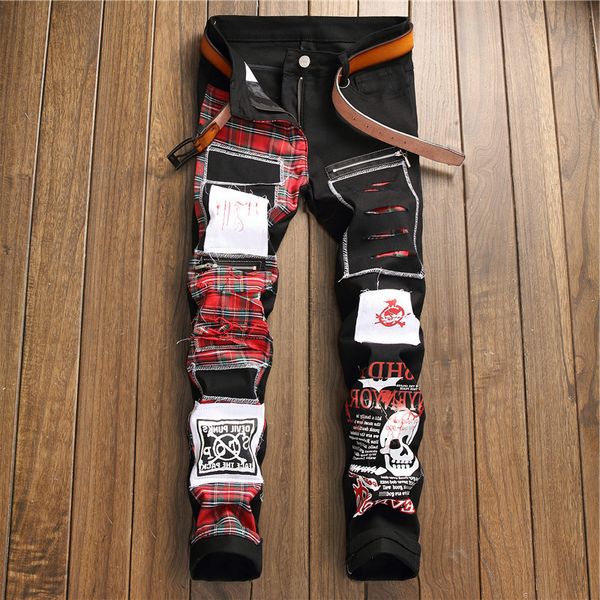 vrokino brand clothing fashion street patch leisure hip hop design pants men's american jeans, Black
vrokino brand clothing fashion street patch leisure hip hop design pants men's american jeans, Black