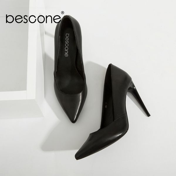 bescone lady pumps black genuine leather super high thin heels party pumps pointed toe slip-on woman shoes a50 y1215 
bescone lady pumps black genuine leather super high thin heels party pumps pointed toe slip-on woman shoes a50 y1215