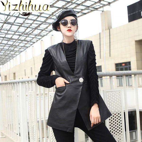 women's vests vest leather street real women elegant sheepskin single button casual waistcoat irregular v-neck sleeveless office lady j, Black;white
women's vests vest leather street real women elegant sheepskin single button casual waistcoat irregular v-neck sleeveless office lady j, Black;white