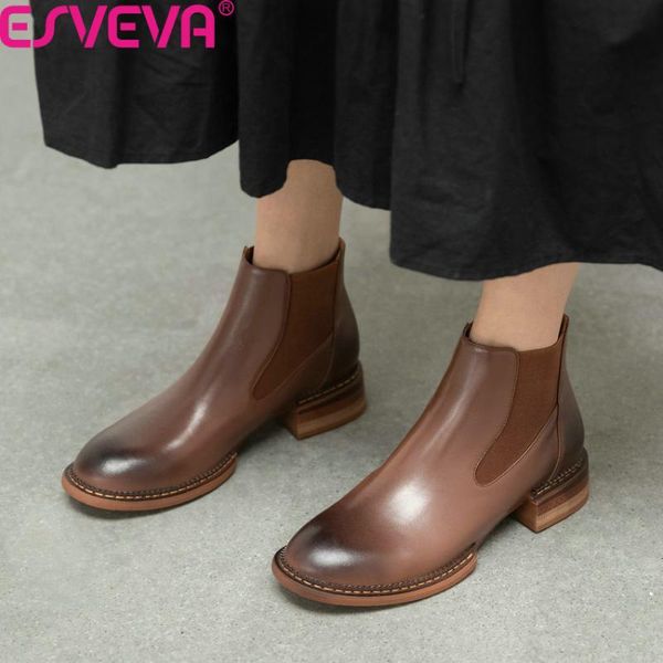 esveva 2021 quality cow leather ankle boots fashion square heel slip on women shoes casual round toe ladies pumps size 34-42, Black
esveva 2021 quality cow leather ankle boots fashion square heel slip on women shoes casual round toe ladies pumps size 34-42, Black