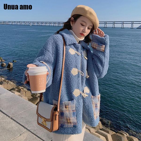 unua amo lambswool winter jacket female fashion hit color spliced pocket horn button design faux fur coat women, Black
unua amo lambswool winter jacket female fashion hit color spliced pocket horn button design faux fur coat women, Black