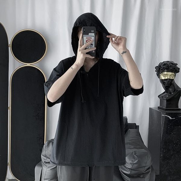 men's t-shirts hooded short sleeve harajuku t shirt for men women korean clothes hip hop tshirt with hood male streetwear tee summer p, White;black
men's t-shirts hooded short sleeve harajuku t shirt for men women korean clothes hip hop tshirt with hood male streetwear tee summer p, White;black