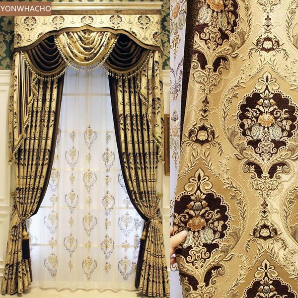 curtain & drapes custom curtains european villa living room thick chenille jacquard gold cloth blackout valance tulle panel b5361
curtain & drapes custom curtains european villa living room thick chenille jacquard gold cloth blackout valance tulle panel b5361