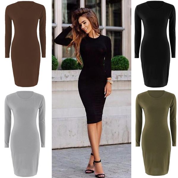 round neck streetwear office long-sleeved women dress daily gathering tight autumn & winter solid color shopping casual, Black;gray
round neck streetwear office long-sleeved women dress daily gathering tight autumn & winter solid color shopping casual, Black;gray