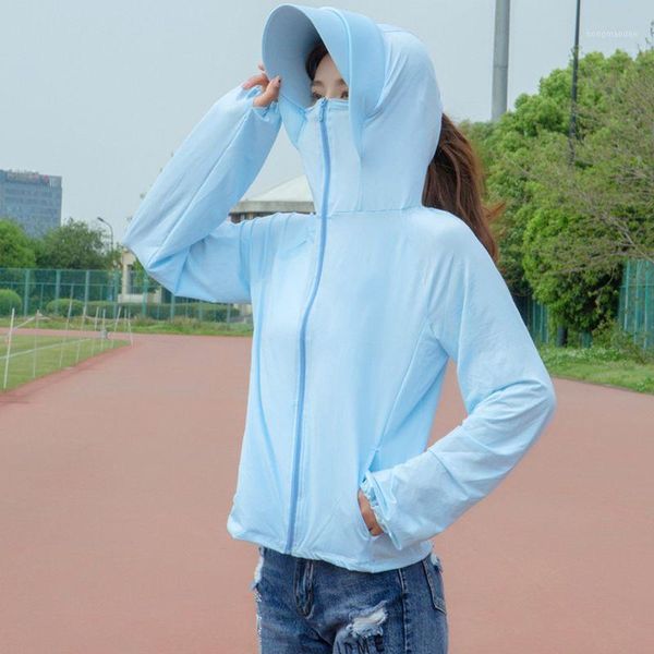 women summer ice silk outdoor upf50+ sunscreen long sleeve hooded uv protection jacket ultra-thin full zip sport coat1, Black;brown
women summer ice silk outdoor upf50+ sunscreen long sleeve hooded uv protection jacket ultra-thin full zip sport coat1, Black;brown