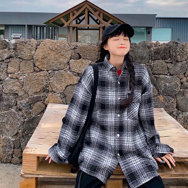 thickened long-sleeved plaid shirt women autumn and winter long-sleeved casual loose blouse jacket, White
thickened long-sleeved plaid shirt women autumn and winter long-sleeved casual loose blouse jacket, White