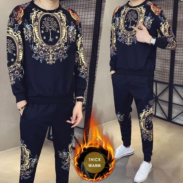 men's tracksuits tracksuit men set autumn winter plus velvet sport suit printed pullover sweat 2 piece survetement homme, Gray
men's tracksuits tracksuit men set autumn winter plus velvet sport suit printed pullover sweat 2 piece survetement homme, Gray