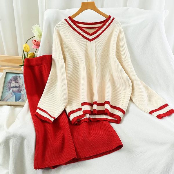 women's tracksuits kintting lazy loose skirt set women vintage v neck pullover sweater+high waist slim solid female red black1, Gray
women's tracksuits kintting lazy loose skirt set women vintage v neck pullover sweater+high waist slim solid female red black1, Gray