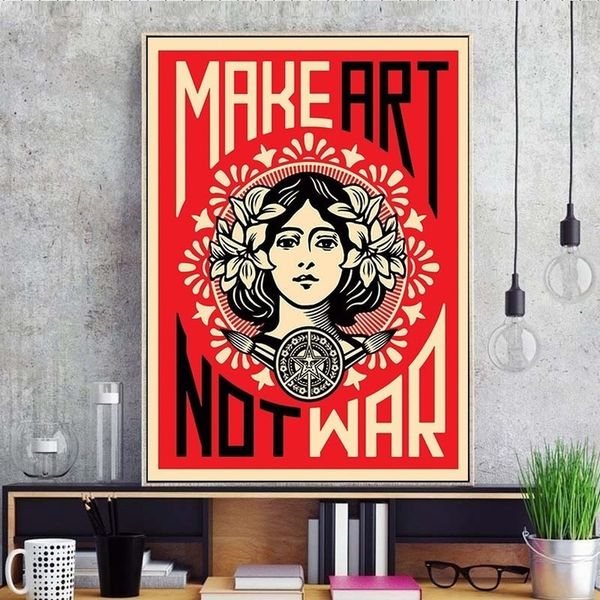 make art not war shepard fairey vintage poster canvas painting retro wall art pictures for living room bedroom home decoration
make art not war shepard fairey vintage poster canvas painting retro wall art pictures for living room bedroom home decoration