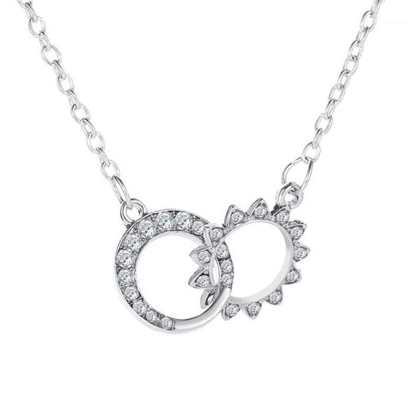 double circles pendant necklace clavicle chain women alloy necklaces neck ornament hsj881, Silver
double circles pendant necklace clavicle chain women alloy necklaces neck ornament hsj881, Silver