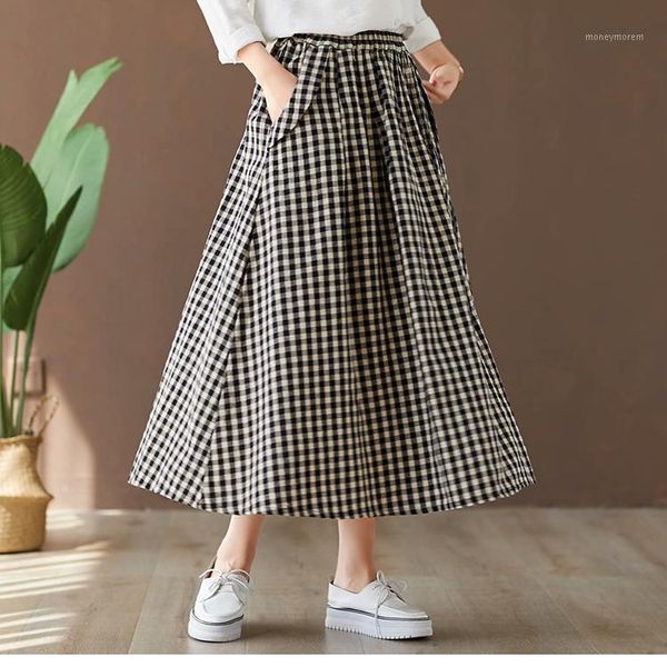 skirts japan style literary black white plaid cotton linen skirt elastic waist autumn winter women1
skirts japan style literary black white plaid cotton linen skirt elastic waist autumn winter women1