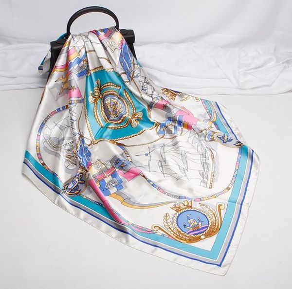 scarves 2021 90x90 sail carriage multipurpose women silk twill scarf satin square tie hairband ladies foulard femme towel bufanda shawl, Blue;gray
scarves 2021 90x90 sail carriage multipurpose women silk twill scarf satin square tie hairband ladies foulard femme towel bufanda shawl, Blue;gray