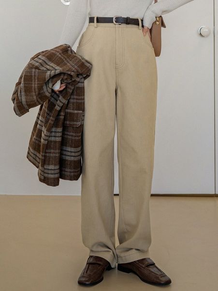 dazy-less high waist straight leg pants without belt g1cj#, Black;white
dazy-less high waist straight leg pants without belt g1cj#, Black;white