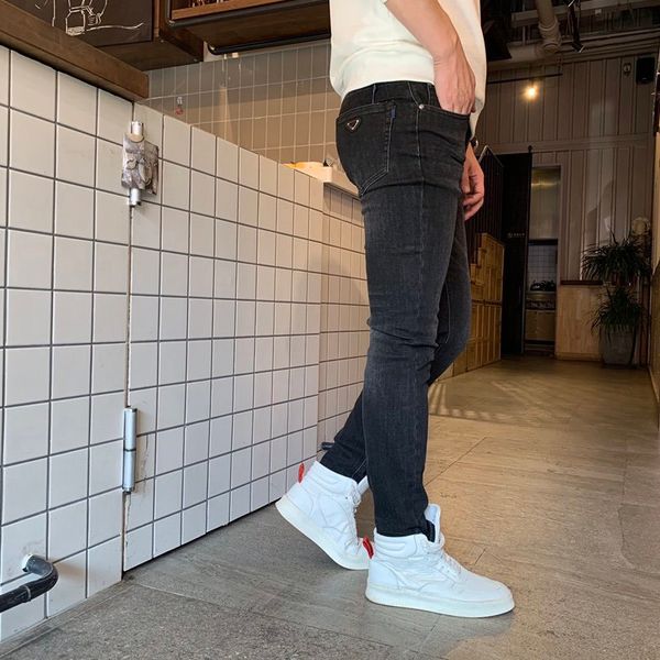 men slim fashion jeans straight leg high-end fashion jeans classic soft fashion letter printed with triangle trousers casuall pants, Blue
men slim fashion jeans straight leg high-end fashion jeans classic soft fashion letter printed with triangle trousers casuall pants, Blue