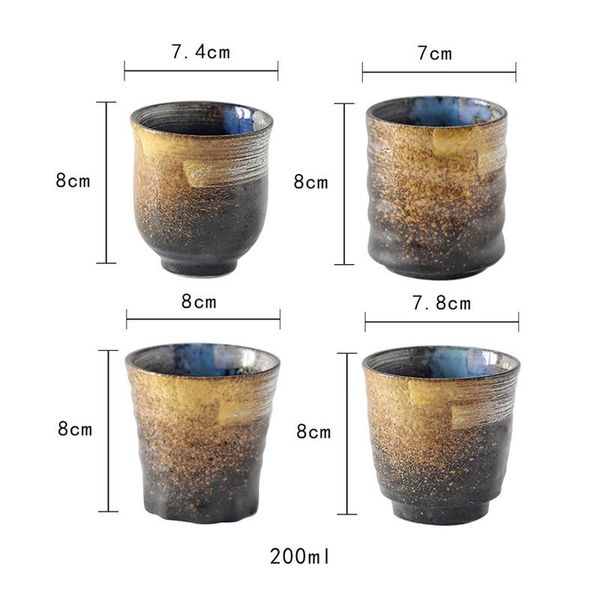 4шт в японском стиле чашки чайный сервиз керамические чайная керамогранит керамическая ручная роспись кунгфу чайная кухня drinkware sqcwdj b