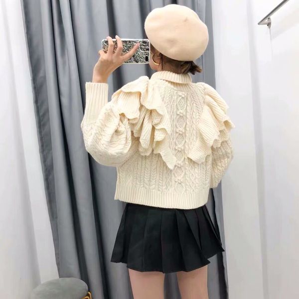 women of vintage mesh frilly blouses sleeves long lantern crochet pullover femme turtleneck sweater rcew, White;black
women of vintage mesh frilly blouses sleeves long lantern crochet pullover femme turtleneck sweater rcew, White;black