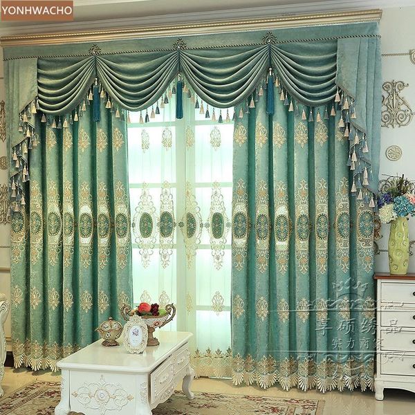 curtain & drapes custom european noble livingroom luxury embroidered chenille green thick cloth blackout valance tulle panel c159
curtain & drapes custom european noble livingroom luxury embroidered chenille green thick cloth blackout valance tulle panel c159